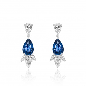 Platinum Sapphire & Diamond Drop Earrings Platinum Sapphire & Diamond Drop Earrings